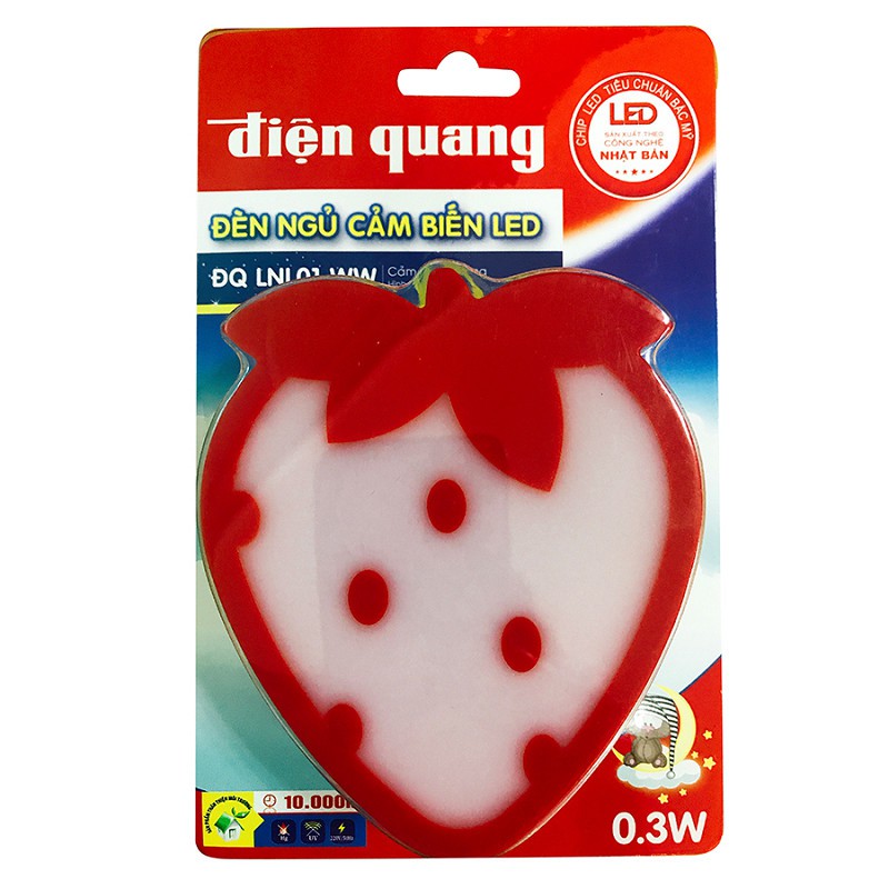 Đèn ngủ LED Điện Quang ĐQ LNL01 WW (cảm biến quang, hình trái dâu, ánh sáng vàng)