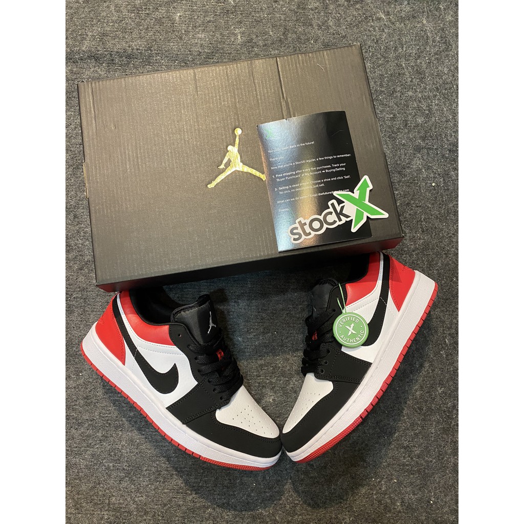 Giày air jordan 1 cô thấp nam nữ-đỏ đen [Rep_11]