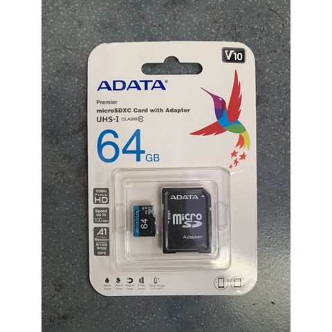 [CHÍNH HÃNG] Thẻ nhớ ADATA 64GB + Adapter UHS-I Class 10, Tốc độ đọc 100mb/s- Bảo Hành 60 tháng 1 đổi 1