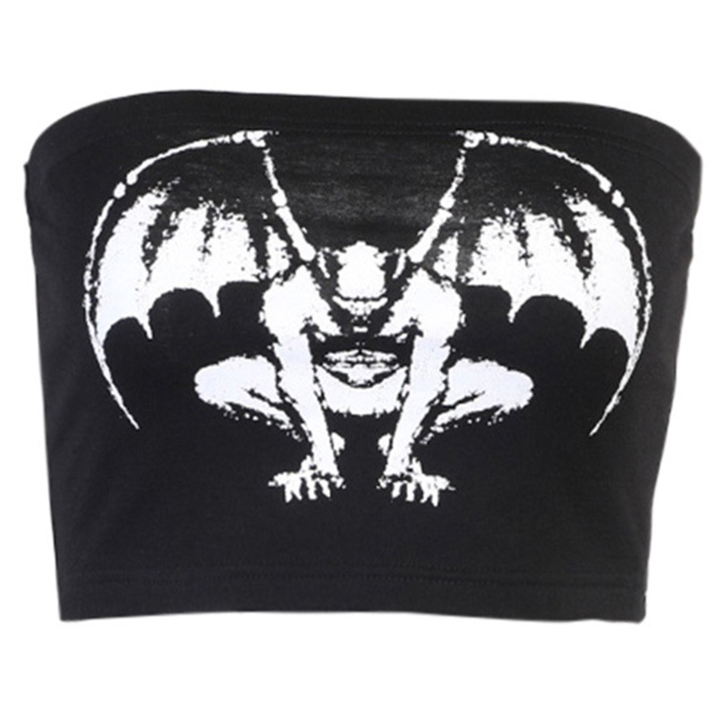 Áo Ống Croptop Mỏng Cúp Ngực In Họa Tiết Quỷ Phong Cách Gothic Punk Gợi Cảm Cho Nữ