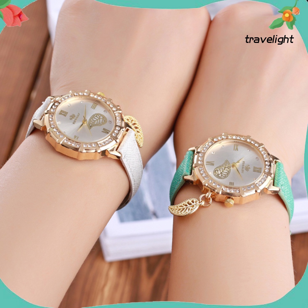 Đồng Hồ Số La Mã Dây Giả Da ĐíNh Đá ThờI Trang Cho Nữ