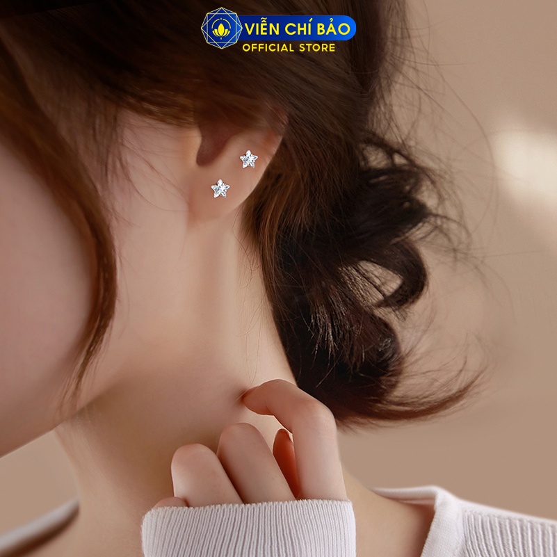 Bông tai bạc nữ nụ đá lấp lánh chất liệu bạc 925 thời trang phụ kiện trang sức nữ Viễn Chí Bảo E028 B000145