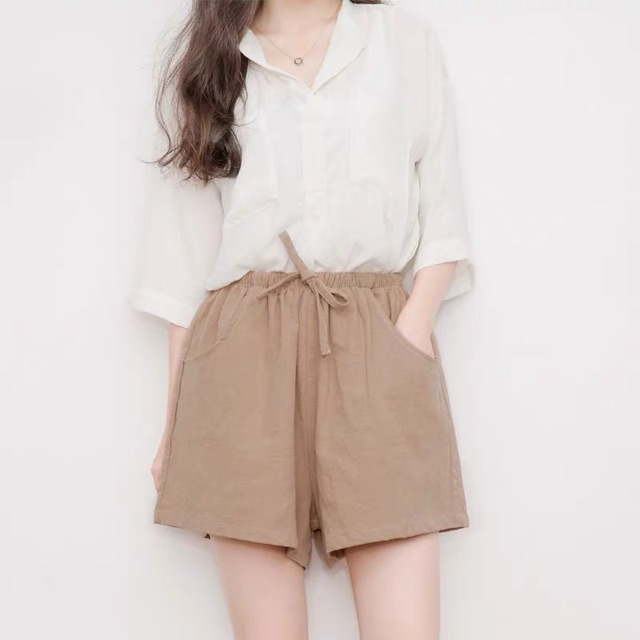 [Hàng QC] Quần đùi, quần short nữ chất thô đũi ống suông có túi