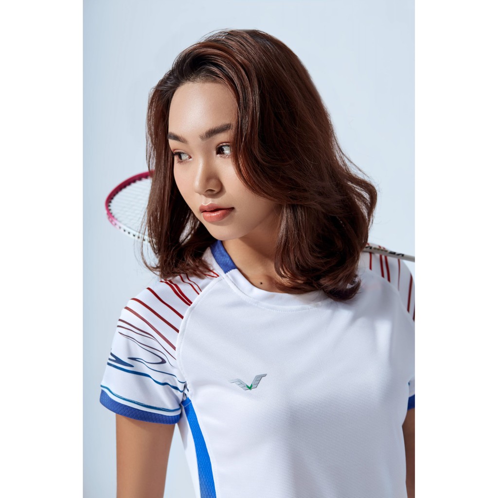 Áo Cầu Lông Nữ Cổ Tròn AVT02 Vina Sport, Chất Thun Poly Thấm Hút Mồ Hôi, Thoáng Mát, Co Dãn Tốt, Full Size, Đồ Tập Gym