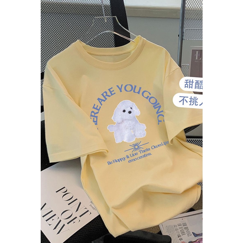 Áo Thun HIIXIIVI 100% cotton Tay Ngắn Cổ Tròn In Hình Hoàng Hôn Thời Trang Mùa Hè Phong Cách Hàn Quốc Dành Cho Nữ 2022