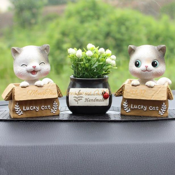 Trang trí ô tô Decor mèo lucky cat dễ thương trang trí taplo ô tô