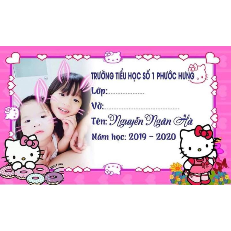 Nhãn vở in hình và tên bé theo yêu cầu (1set 30 nhãn)