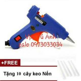 Com bo súng bắn keo nhỏ xanh 20w + 10 nến nhỏ dài 25cm