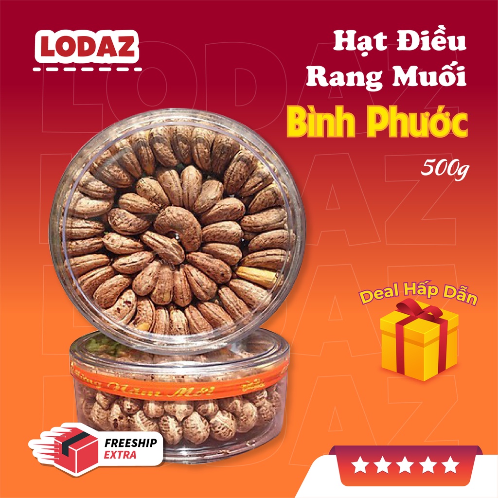 Hạt điều rang muối đặc sản Bình Phước hộp 500gr ăn vặt Tết siêu ngon tại LODAZ