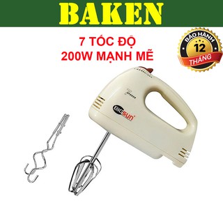 Máy Đánh Trứng Cầm Tay Mini BIGSUN-BH20 - Có Chức Năng Trộn, Khuấy Bột Làm Bánh, Đánh Trộn Kem - 200 W - 7 Tốc Độ -BAKEN
