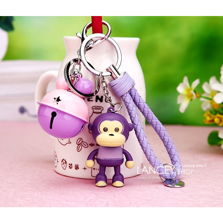 Korean Creative Cute Cartoon Luminous Sound Car Key Ring Ladies Handbag Pendant Key Chain Small Jewelry