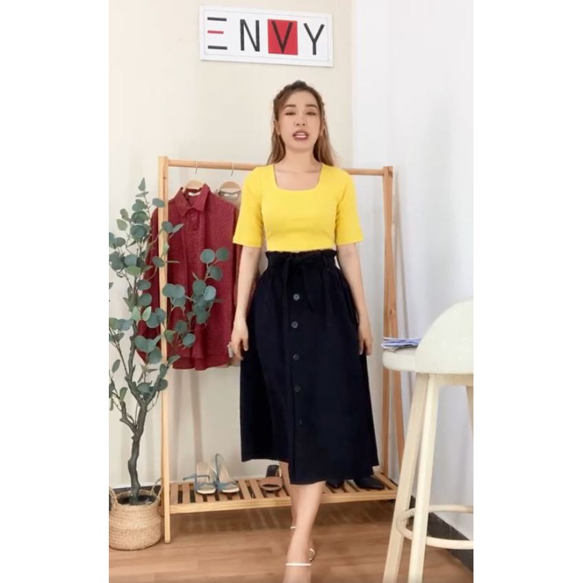 Áo Lami Top ENVY - A176, Áo croptop cổ vuông, tay ngắn siêu mát cho mùa hè thêm năng động.