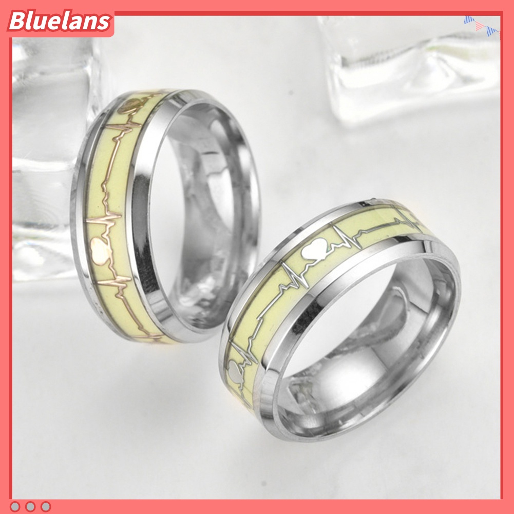 Nhẫn Dạ Quang Họa Tiết Nhịp Tim Cho Cặp Đôi