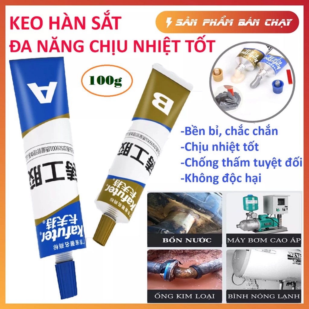 Keo hàn sắt thép kim loại và các vật dụng gia đình đa năng 2 thành phần AB chất liệu epoxy chịu nhiệt chịu tác động mạnh