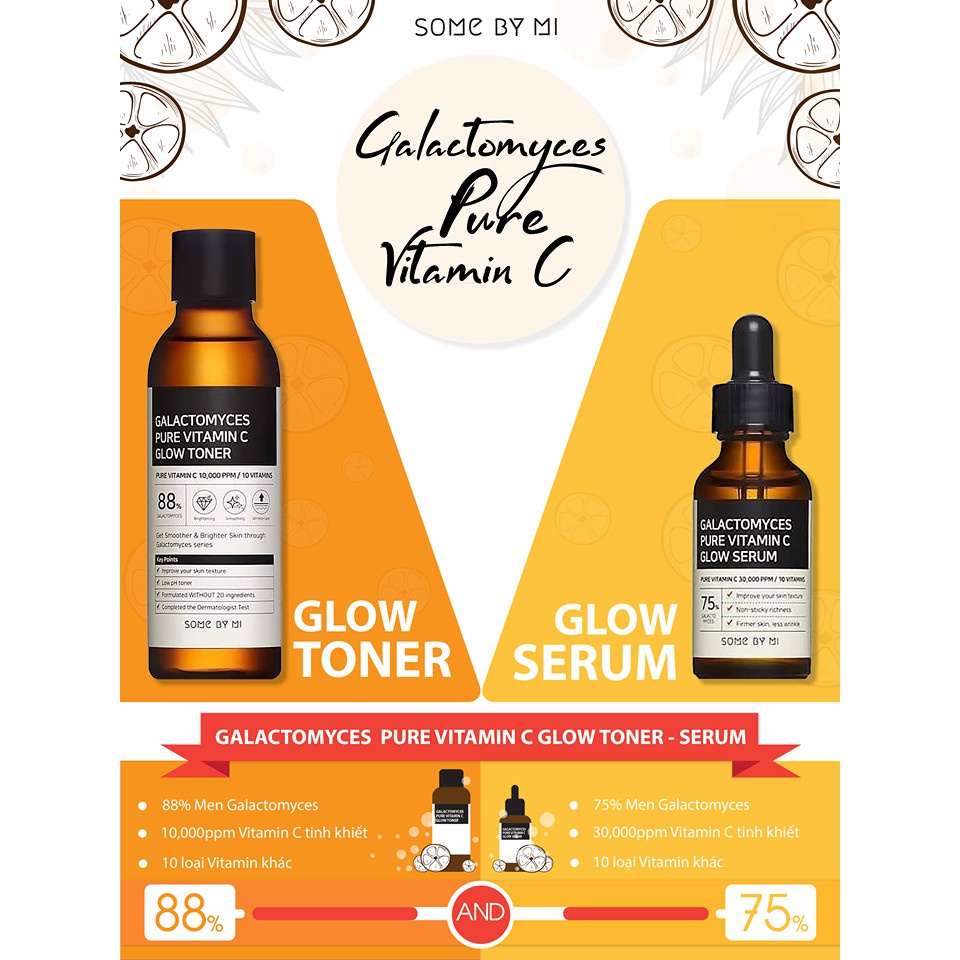 Hàng Công ty Bộ SomeByMi Galactomyces Pure Vitamin C Glow Nước Hoa Hồng 200ml&amp;Tinh Chất Dưỡng Trắng Da 30ml