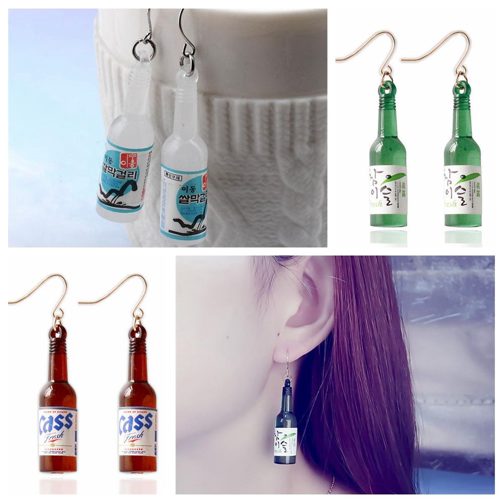 1Pair Creative Party Korean Fashion Drop Dangle Wine Bottle Earrings