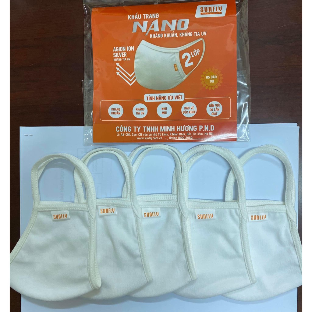 Khẩu trang vải SUNFLY công nghệkháng khuẩn nano ion bạc (1 chiếc) | BigBuy360 - bigbuy360.vn