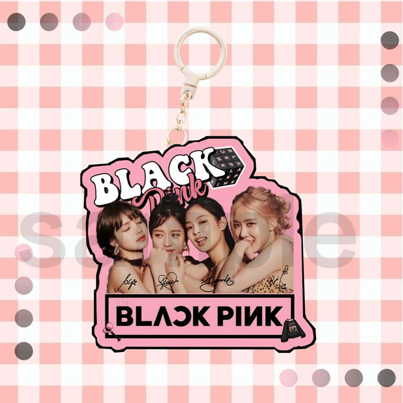 Móc khóa mặt hình ảnh nhóm Blackpink thật 2 mặt bằng acrylic