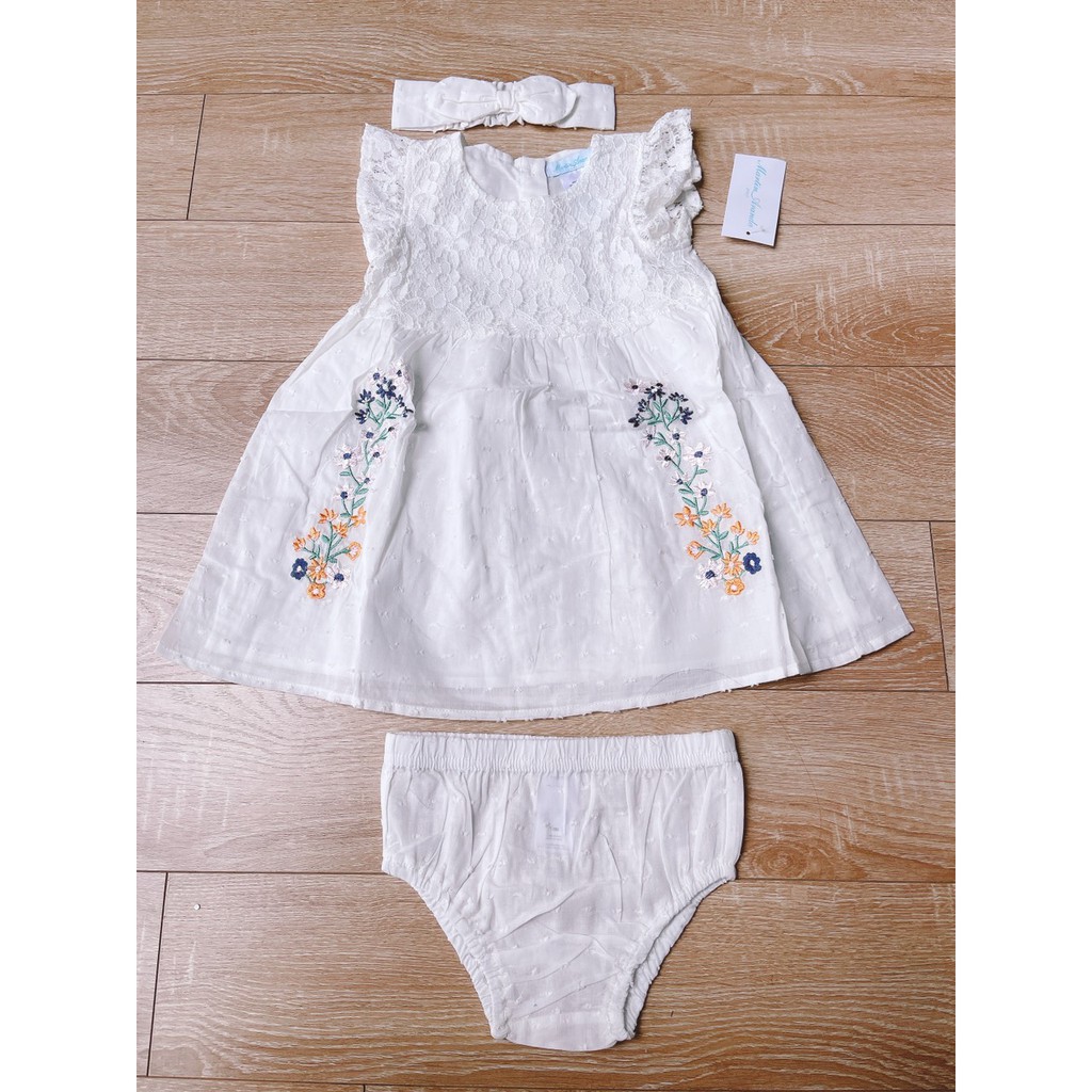 Set 3 chi tiết váy trắng thêu hoa-HÀNG SALE KO ĐỔI TRẢ