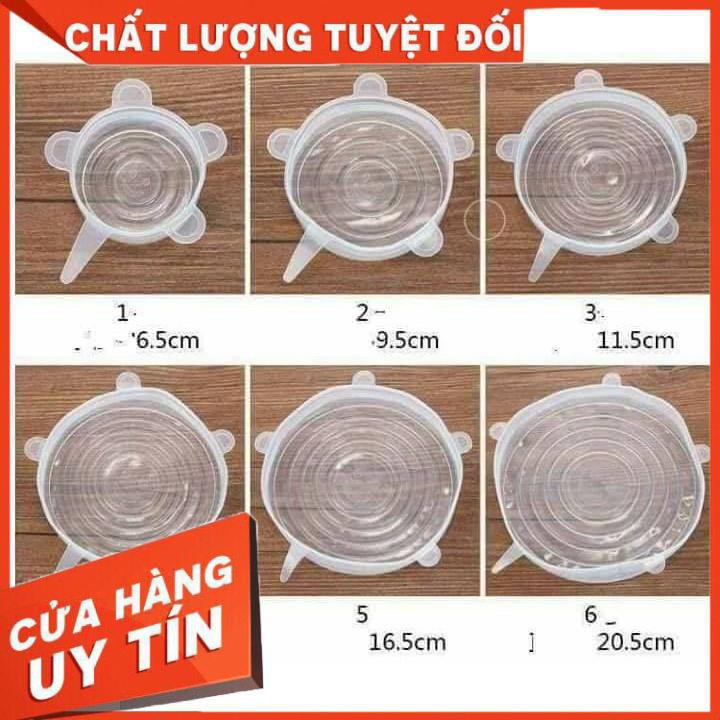 Bộ 6 Miếng Silicone Nắp Đậy Hộp Thức Ăn Bảo Quản Thức Ăn