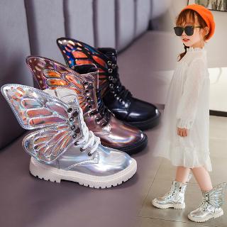 Giày bốt nữ phong cách Hàn Quốc💥Cánh bướm thời trang mùa thu 2019 dành cho bé gái🦋Giày bốt Martin da sáng thoáng khí kiểu Anh cá tính