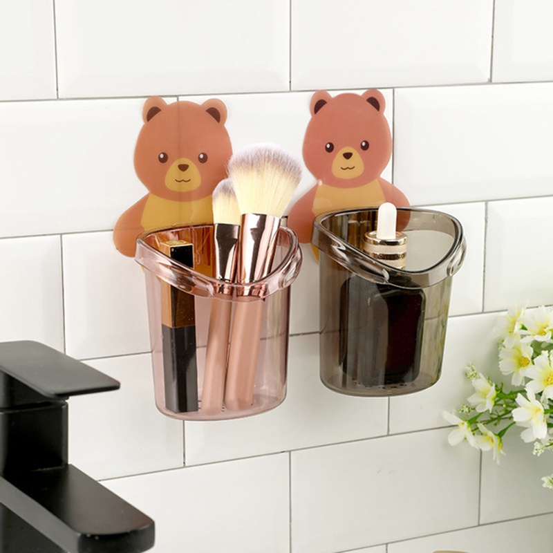 Giá Đỡ Bàn Chải Đánh Răng Gắn Tường Không Cần Khoan Hình Gấu Dễ Thương