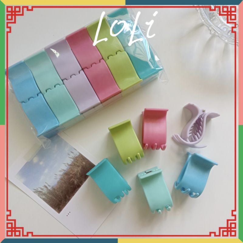 Kẹp Tóc Càng Cua Nhựa Nhám 3 Răng, 5 Răng Mix Nhiều Màu
