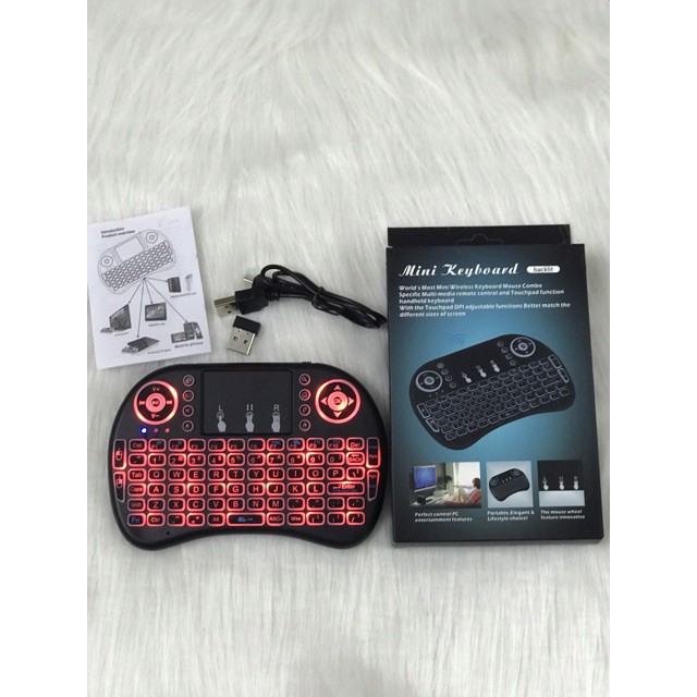 Bàn phím kiêm chuột bay i8 pin lithium Có đèn Led