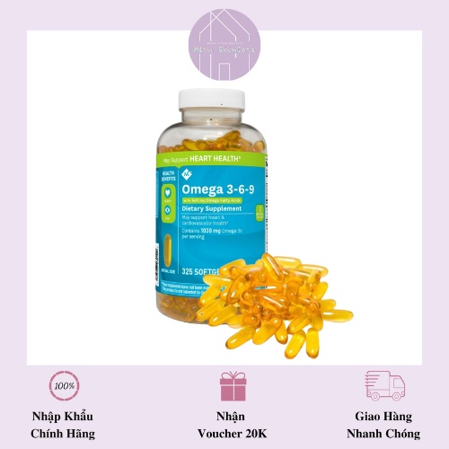 Supports Heart Health Omega 3 6 9 Member’s Mark - Viên Uống Dầu Cá Hỗ Trợ Tim Mạch, Não Bộ - 325 viên