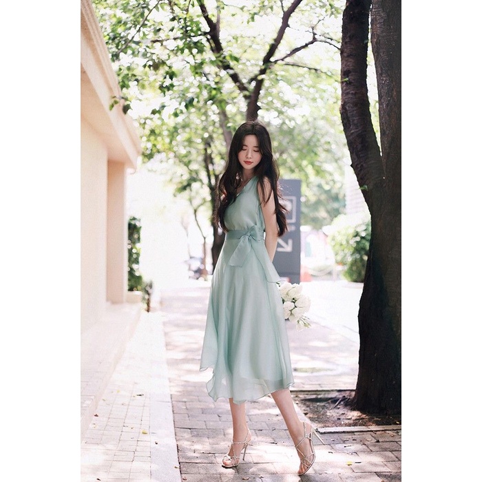 Váy xanh min dự tiệc siêu sang chảnh_Hàng cao cấp loại 1_ Mặc đi chơi, đi làm siêu xinh (V13)