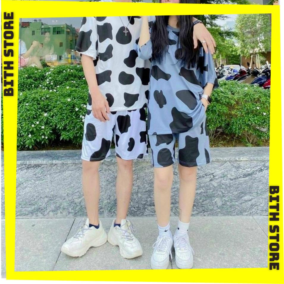 Set nguyên bộ bò sữa quần đùi áo thun ngắn tay chất thun cotton mềm mịn mát thời trang mùa hè, set đồ bộ mặc nhà