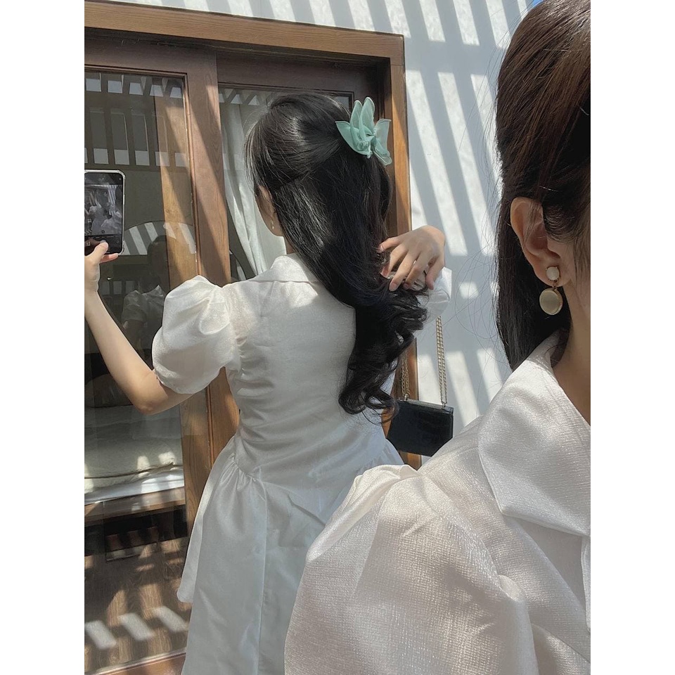 Đầm babydoll tiểu thư cài nút tròn