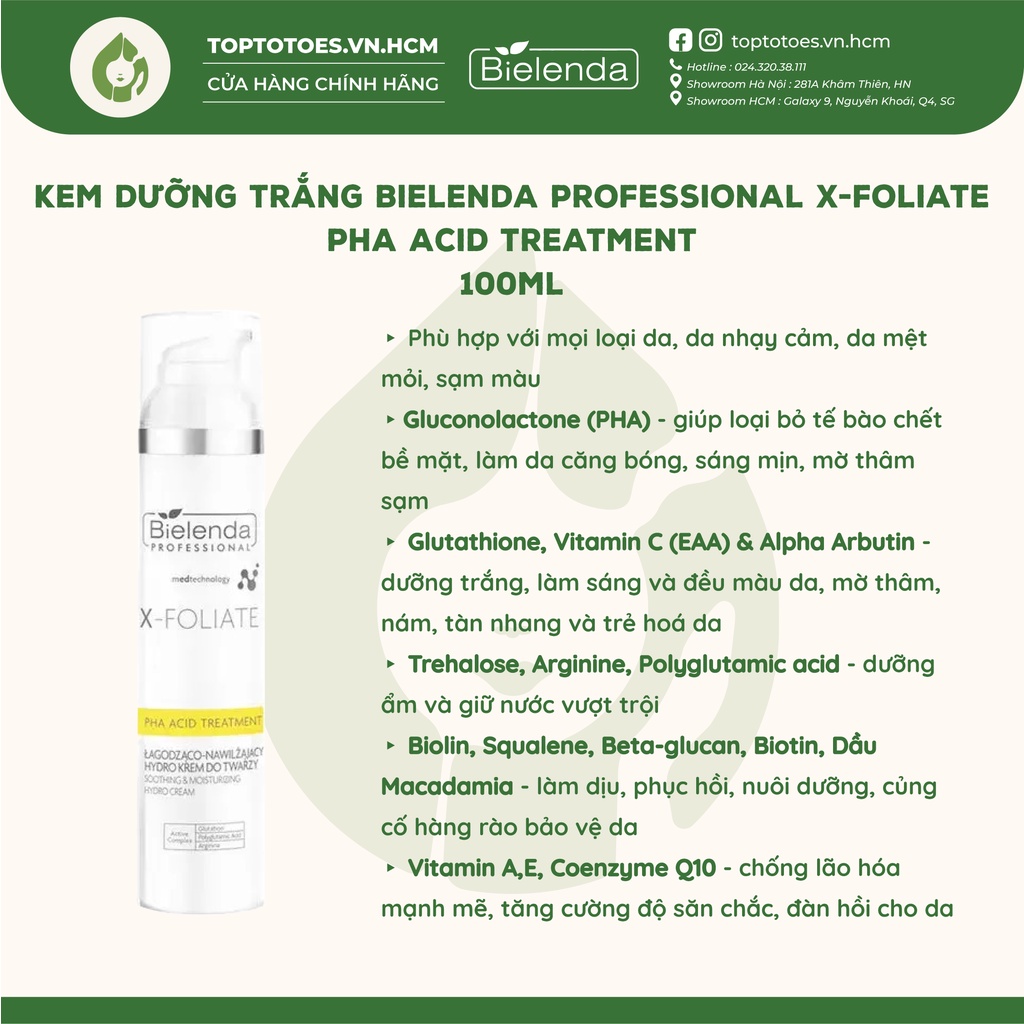 Kem dưỡng trắng và trẻ hóa da Bielenda Professional X-Foliate PHA Acid Treatment