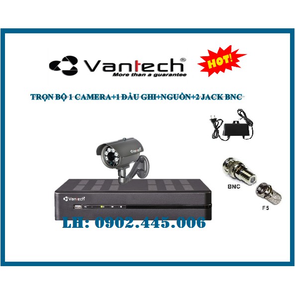 BỘ 1 CAMERA VP-150A+ VP-464TVI+NGUỒN+JACK( chưa kèm ổ cứng)