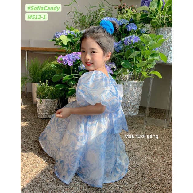 Đầm váy công chúa cao cấp xòe rộng voan tơ mềm mại và thoáng mát haivanco cho bé  10 đến 40 kg đi học đi chơi đều đẹp