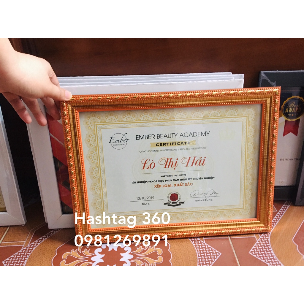 Khung bằng khen sang trọng A4 đã bao gồm in nội dung tùy chọn