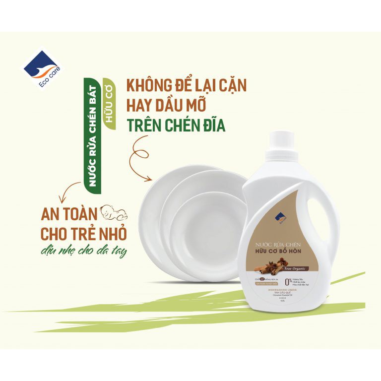Nước Rửa Chén Hữu Cơ Ecocare 500ml Chính Hãng, Nước Rửa Bát Hữu Cơ Bồ Hòn Tự Nhiên An Toàn Cho Da