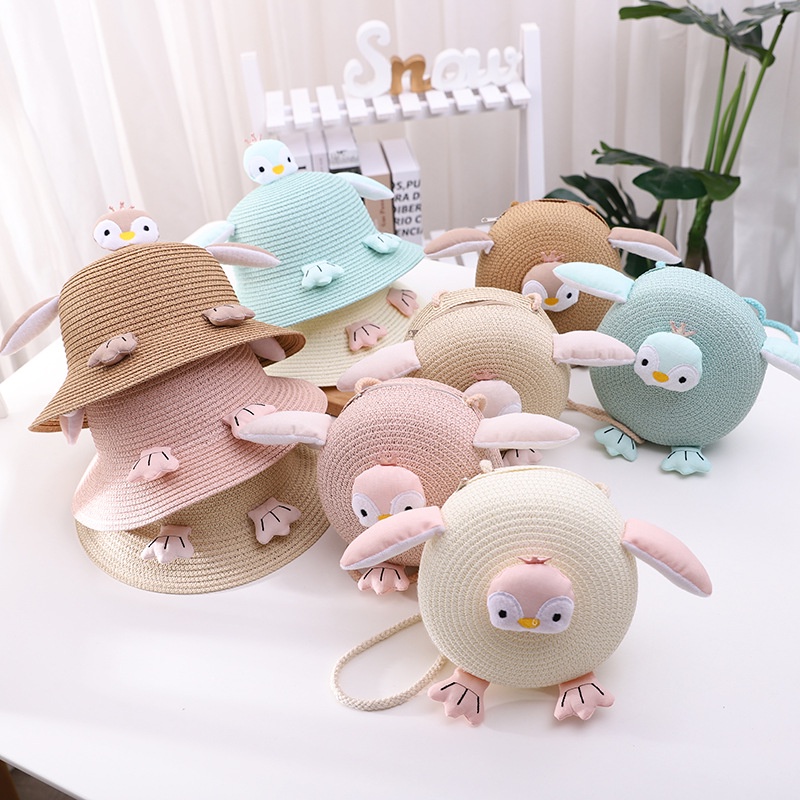 Nón cói túi cói con vịt dễ thương cho bé gái từ 3-6 tuổi nhiều màu mẫu mới