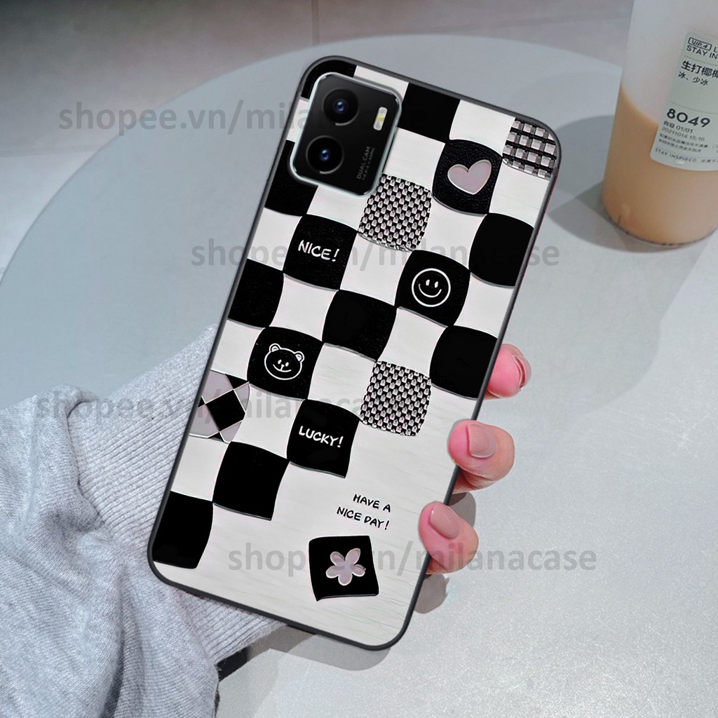 Ốp Vivo Y15s in hình caro trái tim siêu đẹp, siêu nét đầy phong cách cá tính