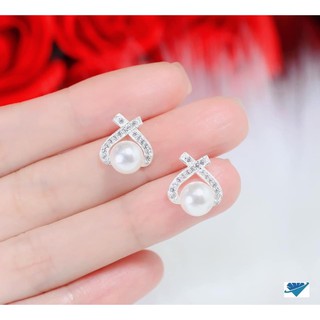 Bông tai nữ xoắn nạm đá đính trai chuẩn bạc ta ( ảnh thật)