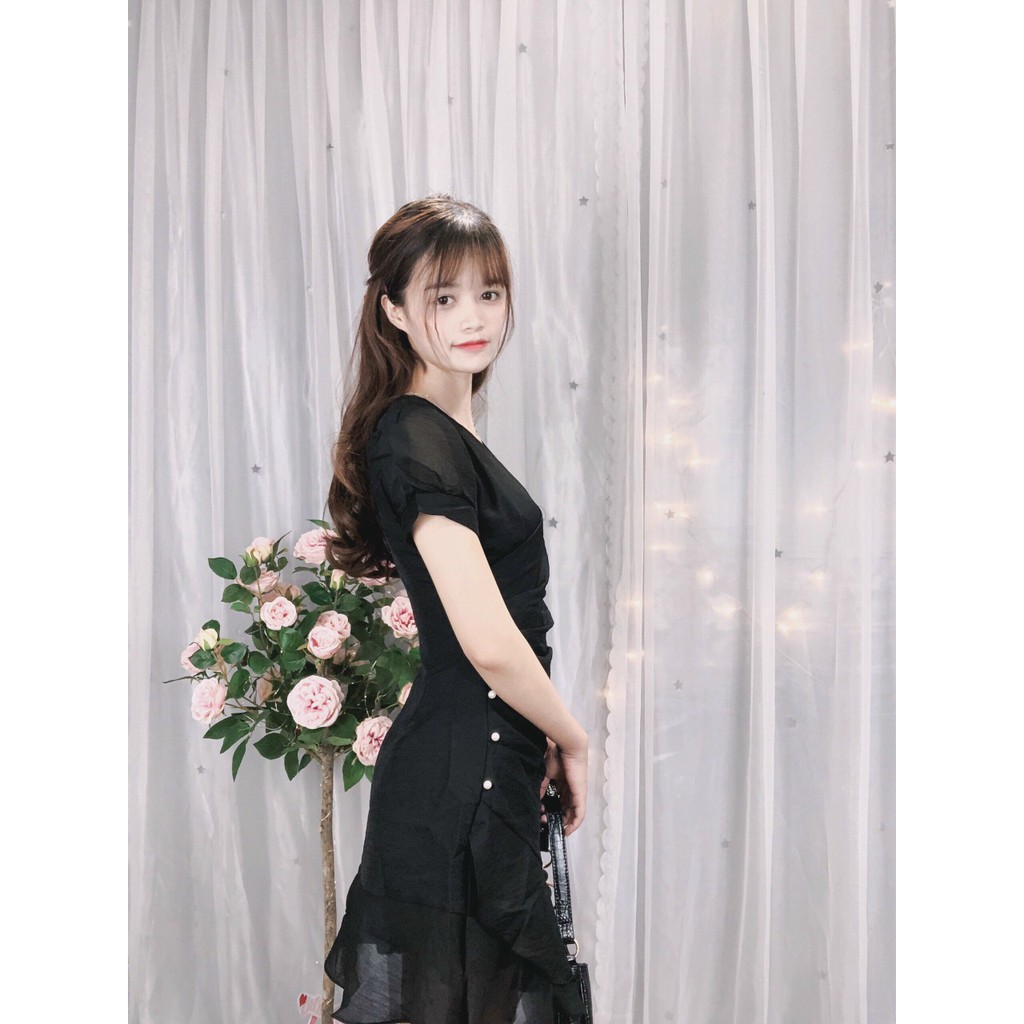 Đầm Dáng Xòe ❤️FREESHIP❤️ Cổ Chéo Xếp Ly Eo Đính Hạt | BigBuy360 - bigbuy360.vn