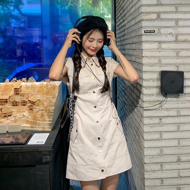 Đầm Tay Ngắn Cổ Polo Thời Trang Mùa Hè Phong Cách Mới Cho Nữ