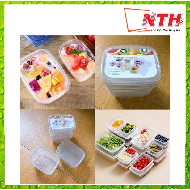 Set 4 hộp nhựa bảo quản thực phẩm có nắp (5x11cm)