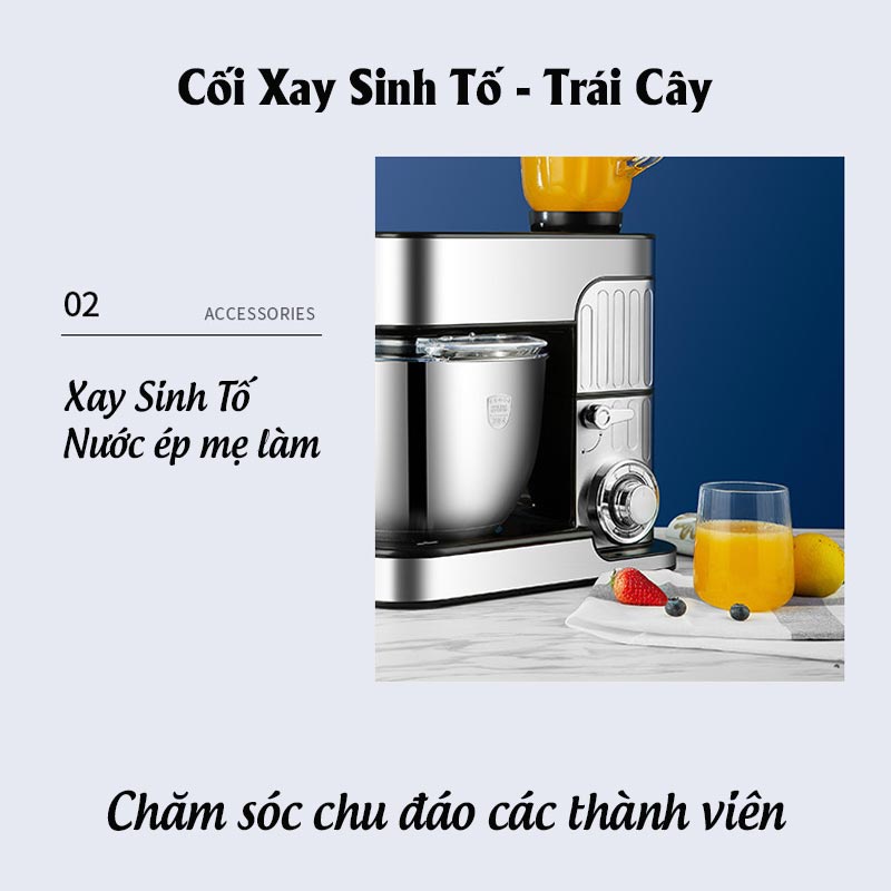 Máy trộn bột làm bánh, đánh trứng, đánh kem làm bếp đa năng 6 trong 1 Hàng chính hãng