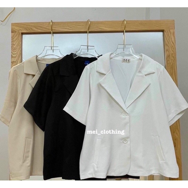 Áo blazer trơn cộc tay túi chéo nhiều màu/ Áo vest nữ dáng ngắn B9