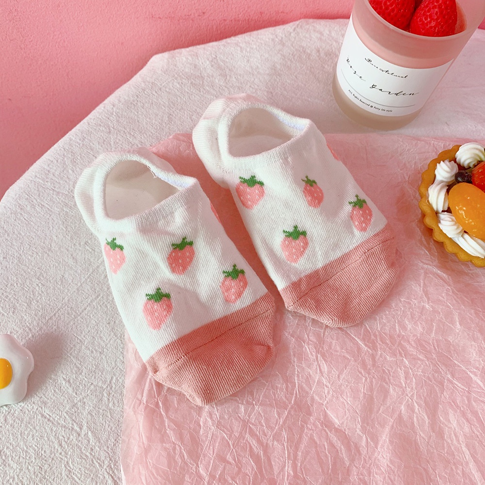 Vớ Cotton Cổ Thuyền In Họa Tiết Trái Cây Hoạt Hình Siêu Nhẹ Thời Trang Mùa Hè Xinh Xắn Cho Nữ