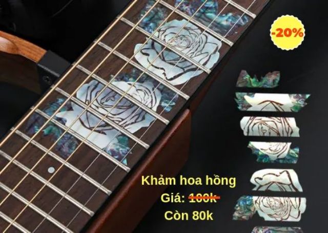 Bộ miếng dán nốt Cần đàn giả khảm cho guitar chính hãng