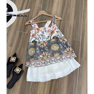 Set áo thổ cẩm mix chân váy xếp ly