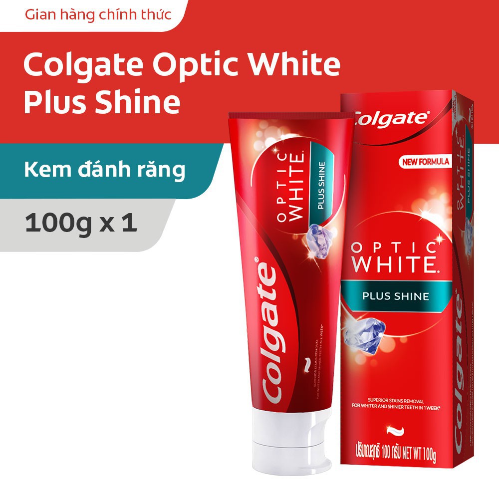 Kem đánh răng Colgate Optic White Plus Shine 100g làm trắng sáng răng
