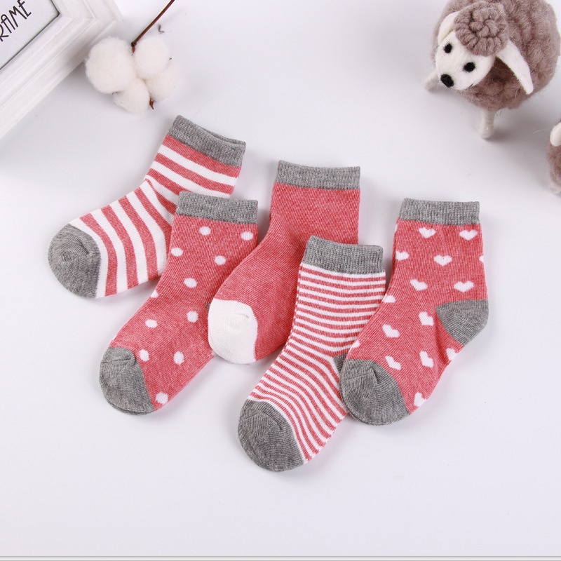 Combo 5 Đôi Tất Vớ Cao Cổ Cho Bé Từ 0 Đến 8 Tuổi,Chất Vải Cotton Mềm Mại,Thấm Hút Mồ Hôi Tốt,Hoạ Tiết Chấm Bi Xinh Xắn